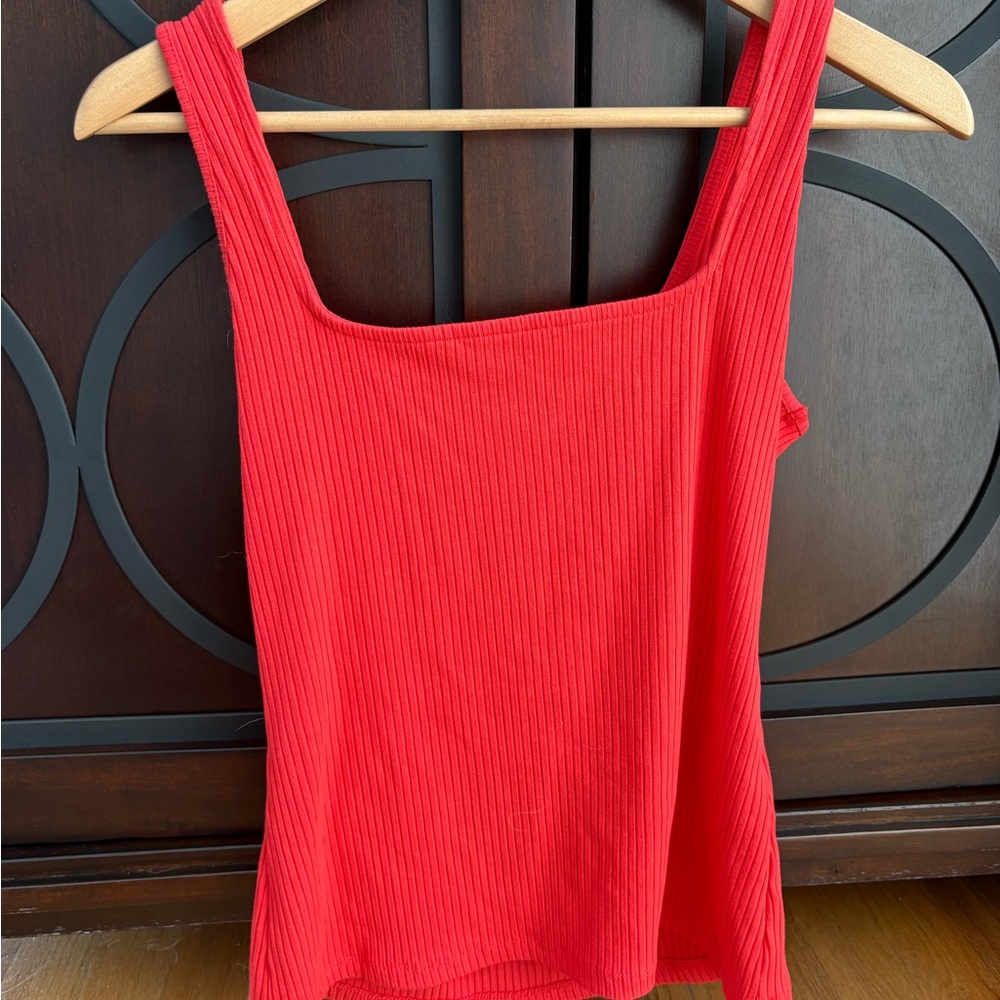 INC International Concepts Red Ribbed Tank Top